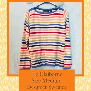 ❄️Liz Claiborne Med colorful striped sweater